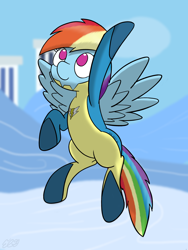 Size: 2448x3264 | Tagged: safe, artist:ashtoneer, derpibooru import, rainbow dash, pegasus, pony, cloudsdale, cute, solo, wonderbolts uniform