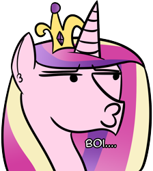 Size: 1158x1291 | Tagged: safe, artist:artiks, princess cadance, alicorn, pony, boi, crown, female, jewelry, mare, meme, regalia, simple background, solo, transparent background