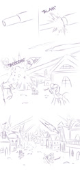 Size: 625x1338 | Tagged: safe, artist:raridashdoodles, oc, oc only, oc:anon, comic:anon the movie, comic:anon the movie 2017, /mlp/, 4chan, cannon, canterlot, comic, explosion, simple background, sound effects, white background