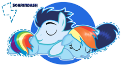 Size: 1480x780 | Tagged: safe, artist:sapphireartemis, derpibooru import, rainbow dash, soarin', pegasus, pony, female, male, shipping, sleeping, soarindash, straight