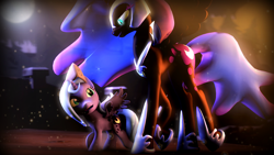 Size: 1920x1080 | Tagged: safe, artist:lunar57, nightmare moon, princess luna, alicorn, pony, 3d, female, filly, s1 luna, size difference, source filmmaker, woona, younger