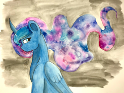 Size: 2584x1932 | Tagged: safe, artist:itssopanda, princess luna, alicorn, pony, solo, traditional art, watercolor painting