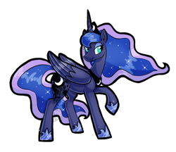 Size: 804x696 | Tagged: safe, artist:sallindaemon, princess luna, alicorn, pony, crown, female, hoof shoes, jewelry, mare, raised hoof, regalia, simple background, smiling, solo, transparent background