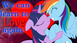 Size: 1024x576 | Tagged: safe, artist:xvanillastar, rainbow dash, twilight sparkle, pegasus, pony, heart, shipping, twidash