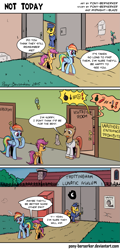 Size: 949x1972 | Tagged: safe, artist:pony-berserker, derpibooru import, rainbow dash, scootaloo, pegasus, pony, asylum, bad end, comic, crying, gate, implied scootaloo's parents, insanity, mental illness, sad, wanted poster