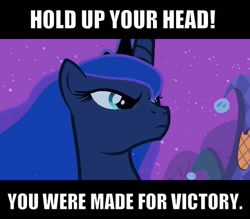 Size: 572x500 | Tagged: safe, edit, edited screencap, screencap, princess luna, alicorn, pony, luna eclipsed, image macro, inspiration, meme, nightmare night, serious, solo, victory