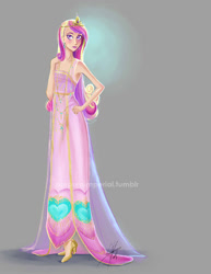 Size: 709x917 | Tagged: safe, artist:purpuraimperial, princess cadance, human, clothes, crown, dress, female, hand on hip, high heels, humanized, jewelry, regalia, shoes, simple background, solo, watermark