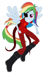 Size: 298x506 | Tagged: safe, artist:rexlupin, derpibooru import, rainbow dash, equestria girls, crossover, eyepatch, god tier, hero of time, homestuck, ponied up, simple background, solo, thief of time, transparent background, wings