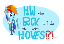 Size: 1008x690 | Tagged: safe, artist:trace-101, rainbow dash, pegasus, pony, blue coat, female, mare, multicolored mane, necktie, no hands, solo