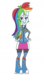 Size: 955x1653 | Tagged: safe, artist:hunterxcolleen, derpibooru import, rainbow dash, human, equestria girls, clothes, humanized, jacket, stockings, winter outfit, zipper