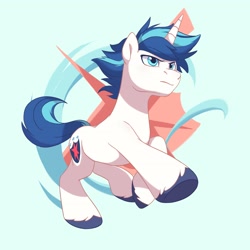 Size: 2048x2048 | Tagged: safe, artist:drtuo4, shining armor, pony, unicorn, male, running, serious, serious face, solo, stallion, unshorn fetlocks