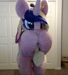 Size: 983x1080 | Tagged: safe, artist:qtpony, princess cadance, bend over, fursuit, irl, mouth hold, photo