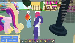 Size: 1280x737 | Tagged: safe, pinkie pie, princess cadance, rainbow dash, rarity, alicorn, earth pony, pegasus, pony, unicorn, 3d, female, filly, filly pinkie pie, filly rainbow dash, filly rarity, roblox, username, younger