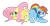 Size: 744x388 | Tagged: safe, artist:elslowmo, artist:jessy, fluttershy, rainbow dash, pegasus, pony, butt bump, butt to butt, butt touch, colored