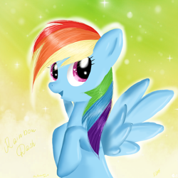 Size: 1024x1024 | Tagged: safe, artist:nezhenkalove, rainbow dash, pegasus, pony, blue coat, female, mare, multicolored mane