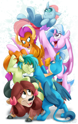 Size: 2428x3836 | Tagged: safe, artist:luximus17, gallus, ocellus, sandbar, silverstream, smolder, yona, changedling, changeling, classical hippogriff, dragon, earth pony, griffon, hippogriff, pony, yak, school daze, cloven hooves, cute, diaocelles, diastreamies, digital art, dragoness, eye clipping through hair, female, gallabetes, group, high res, male, sandabetes, simple background, smolderbetes, student six, sweet dreams fuel, teenaged dragon, teenager, white background, yonadorable