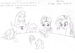 Size: 1202x854 | Tagged: safe, artist:the-ross, rainbow dash, rarity, twilight sparkle, pegasus, pony, unicorn, aziza, justice league unlimited, quest for glory, tala, trial by fire