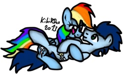 Size: 1008x614 | Tagged: safe, artist:kikirdcz, rainbow dash, soarin', pegasus, pony, female, male, shipping, soarindash, straight