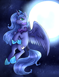 Size: 1855x2415 | Tagged: dead source, safe, artist:not-ordinary-pony, princess luna, alicorn, pony, female, full moon, mare, moon, night, s1 luna, solo