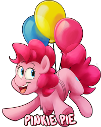 Size: 1991x2493 | Tagged: safe, artist:luximus17, pinkie pie, earth pony, pony, balloon, chest fluff, cute, diapinkes, female, floating, happy, mare, simple background, smiling, solo, then watch her balloons lift her up to the sky, transparent background