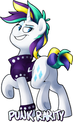 Size: 1506x2512 | Tagged: safe, artist:luximus17, rarity, pony, unicorn, alternate hairstyle, clothes, cute, female, jacket, leather jacket, looking back, looking sideways, mare, name, punk, raised hoof, raised leg, raribetes, raripunk, simple background, smiling, smug, solo, spiked wristband, standing, transparent background, wristband