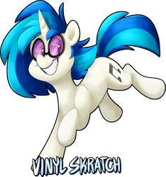 Size: 1933x2068 | Tagged: safe, artist:luximus17, dj pon-3, vinyl scratch, pony, unicorn, cute, female, grin, looking sideways, mare, name, prancing, simple background, smiling, solo, sunglasses, transparent background, vinylbetes