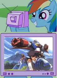 Size: 513x700 | Tagged: safe, rainbow dash, pegasus, pony, daichi akira, exploitable meme, gekiganger 3, nekketsu robo gekiganger 3, tenkuu ken, tv meme, umitsubame joe