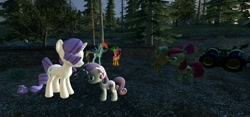 Size: 1280x600 | Tagged: safe, artist:wiimeiser, derpibooru import, apple bloom, applejack, rainbow dash, rarity, scootaloo, starlight glimmer, sweetie belle, earth pony, pegasus, pony, unicorn, crusaders of the lost mark, 3d, angry, cute, cutie mark, cutie mark crusaders, diasweetes, earring, facehoof, floppy ears, frown, gmod, hair over one eye, horn piercing, horn ring, laughing, open mouth, pain, piercing, sad, smiling, the cmc's cutie marks, tongue out, when you see it, wing piercing