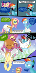 Size: 1600x3200 | Tagged: safe, artist:gashiboka, derpibooru import, fluttershy, rainbow dash, pegasus, pony, behind the scenes, clothes, comic, crying, dress, marilyn monroe, rainbow dash always dresses in style, skirt, skirt flip, the hub, the seven year itch, upskirt