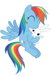 Size: 1200x1800 | Tagged: safe, artist:ocarina0ftimelord, angel bunny, rainbow dash, pegasus, pony, angeldash, hug, simple background, transparent background, vector