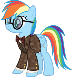 Size: 5675x6000 | Tagged: safe, artist:magister39, derpibooru import, rainbow dash, pegasus, pony, absurd resolution, adorkable, blazer, bowtie, clothes, cute, dork, egghead dash, female, glasses, indiana jones, mare, nerd, professor, professor egghead, rainbow dork, simple background, smiling, solo, transparent background, vector