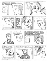 Size: 1154x1500 | Tagged: safe, artist:dj-black-n-white, rainbow dash, oc, oc:anon, human, pegasus, pony, comic:tsundere rainbow dash, comic, love, monochrome, romance, traditional art, tsunderainbow, tsundere