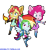 Size: 2742x2742 | Tagged: safe, artist:manic-the-lad, derpibooru import, pinkie pie, rainbow dash, sunset shimmer, equestria girls, chibi, horn, ponied up