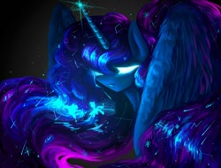 Size: 1200x914 | Tagged: safe, artist:seamaggie, princess luna, alicorn, pony, constellation, ethereal mane, female, galaxy mane, glowing eyes, mare, solo