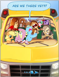 Size: 650x849 | Tagged: safe, artist:elisa "leelee" scaldaferri, derpibooru import, edit, applejack, fluttershy, pinkie pie, rainbow dash, rarity, twilight sparkle, earth pony, pegasus, pony, unicorn, applestare, desert bus for hope, name game (comic)