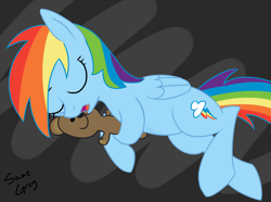 Size: 1500x1116 | Tagged: safe, artist:saine grey, rainbow dash, pegasus, pony, cuddling, hug, sleeping, snuggling, solo, teddy bear