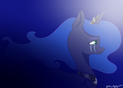 Size: 2565x1824 | Tagged: safe, artist:lceiandic, princess luna, alicorn, pony, crying, sad, solo