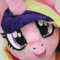 Size: 359x359 | Tagged: safe, artist:qtpony, edit, princess cadance, alicorn, pony, close-up, clothes, cosplay, costume, cute, cutedance, defictionalization, face, female, fursuit, hi anon, irl, looking at you, mare, meme, open mouth, open smile, photo, smiling, smiling at you, solo
