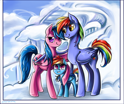 Size: 1713x1445 | Tagged: dead source, safe, artist:matrosha123, firefly, rainbow blaze, rainbow dash, pegasus, pony, g1, g4, family, family photo, female, filly, fireblaze, firefly as rainbow dash's mom, foal, g1 to g4, generation leap, hug, male, mare, parent, shipping, stallion, straight, trio, winghug