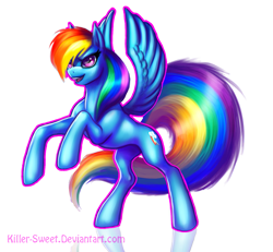 Size: 709x656 | Tagged: safe, artist:killer-sweet, rainbow dash, pegasus, pony, female, mare, simple background, solo