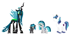 Size: 1632x763 | Tagged: safe, queen chrysalis, shining armor, oc, changeling, changeling queen, changepony, hybrid, pony, unicorn, fanart, female, half-changeling oc, infidelity, interspecies offspring, male, next generation, offspring, parent:queen chrysalis, parent:shining armor, parents:shining chrysalis, shining chrysalis, shipping, straight