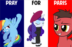 Size: 600x397 | Tagged: safe, derpibooru import, edit, rainbow dash, oc, oc:big brian, pegasus, pony, clothes, paris, stand with paris, sweater