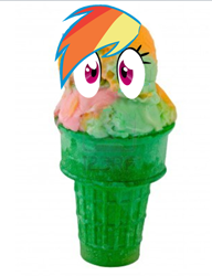 Size: 377x492 | Tagged: artist needed, source needed, safe, rainbow dash, barely pony related, eyes, food, ice cream, ice cream cone, looking at you, multicolored mane, ponies are best ice cream, sherbet, simple background, the implications are horrible, white background