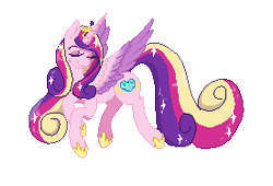 Size: 275x187 | Tagged: safe, artist:akemiarts1, princess cadance, alicorn, pony, flying, pixel art, pixel pony, simple background, solo, sparkles, transparent background, wings