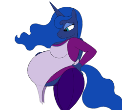 Size: 1024x922 | Tagged: safe, artist:20thx5150, princess luna, anthro, fetish, pregluna, pregnant