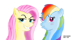 Size: 1191x670 | Tagged: safe, derpibooru import, fluttershy, rainbow dash, pegasus, pony, face swap, personality swap, rapeface