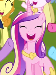 Size: 477x641 | Tagged: safe, screencap, princess cadance, princess flurry heart, twilight sparkle, twilight sparkle (alicorn), alicorn, earth pony, pony, road to friendship, cute, cutedance, female, hoof shoes, mare, princess, smiling, uvula