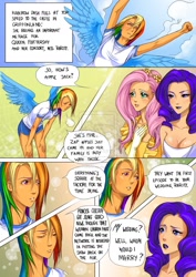 Size: 1024x1448 | Tagged: safe, artist:11thinv, artist:grayscaled, fluttershy, rainbow dash, rarity, comic, humanized, watermark