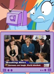 Size: 657x900 | Tagged: safe, rainbow dash, pegasus, pony, angela merkel, exploitable meme, german, germany, news, tv meme