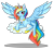 Size: 1000x902 | Tagged: safe, artist:pillonchou, derpibooru import, rainbow dash, alicorn, pony, alicorn princess, alicornified, alternate hairstyle, cloud, element of loyalty, prone, race swap, rainbowcorn, signature, simple background, smiling, solo, spread wings, transparent background